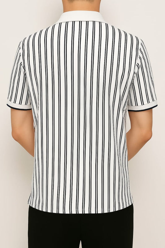 Men Striped Slim Fit Polo T-Shirt