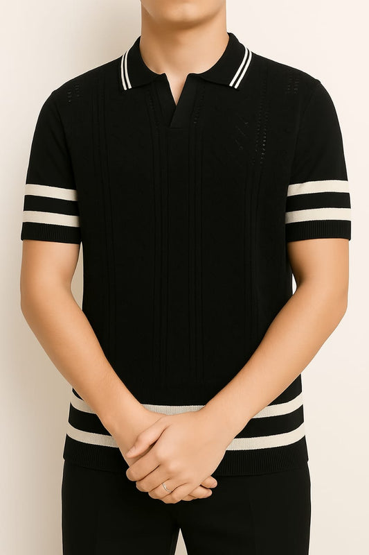 Imported Knitted Polo Sweater