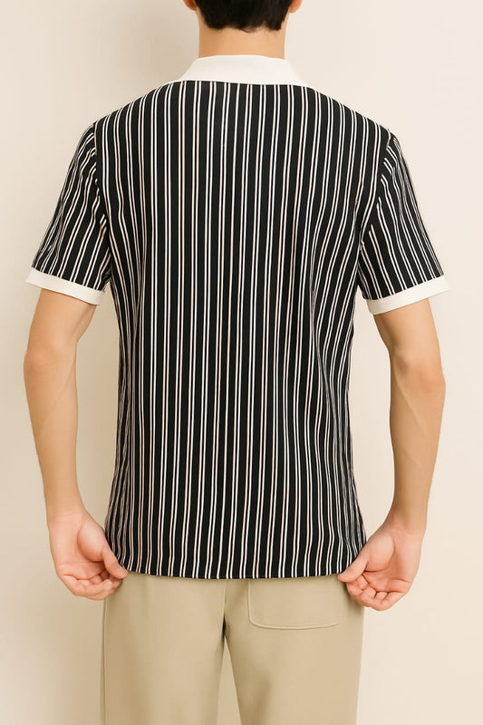 Men Striped Slim Fit Polo T-Shirt