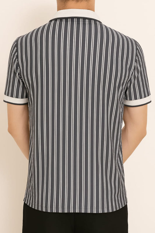 Men Striped Slim Fit Polo T-Shirt