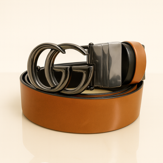 Imported Double-Sided Belt – Original Leather, Sliver Buckle